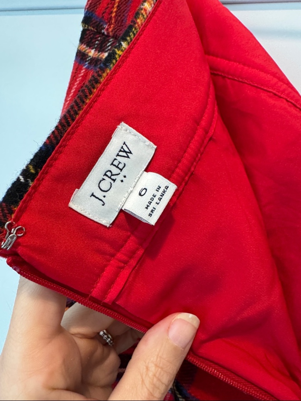 J. Crew Red Plaid Mini Skirt with Black and Yellow Accents - Picture 3 of 3